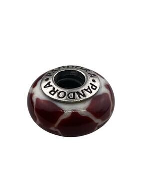Pandora Sterling Silver Charm South African Glass Murano Giraffe Pattern #790941
